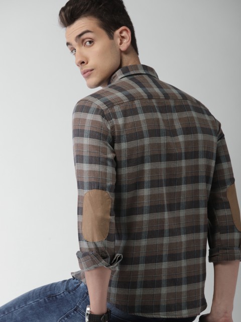 

Harvard Men Brown & Grey Regular Fit Checked Casual Shirt