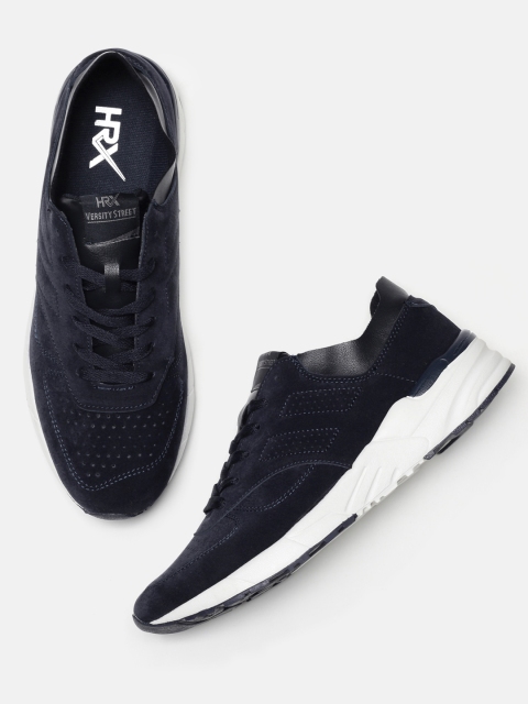 

HRX by Hrithik Roshan Men Navy Blue Suede versity street Sneakers
