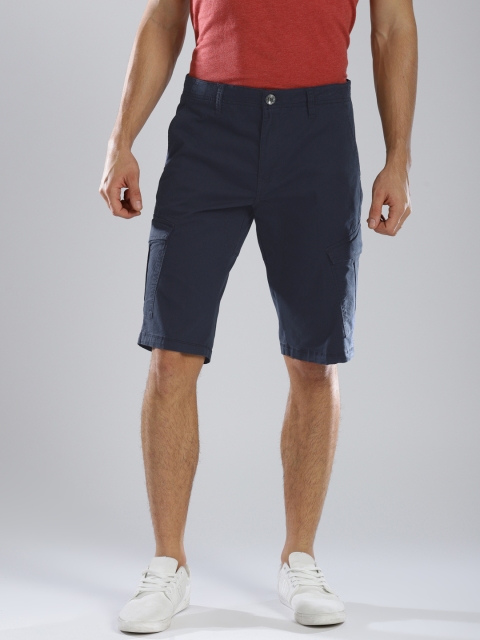 

GAS Men Navy Solid Slim Fit Chino Shorts, Navy blue