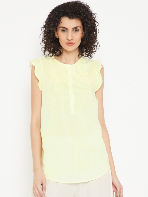 

Cottonworld Women Yellow Solid Top