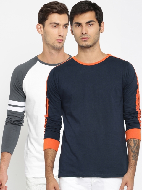 

SayItLoud Men Pack Of 2 Round Neck T-Shirts, Navy blue