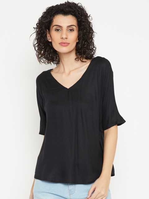 

Cottonworld Women Black Solid Styled Back Top