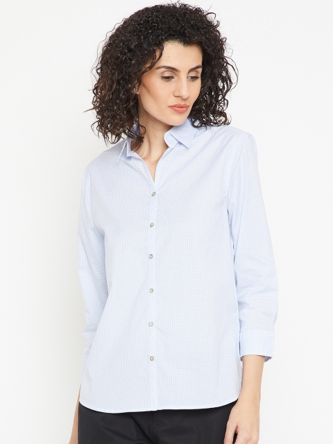 

Cottonworld Women Blue & White Checked Casual Shirt