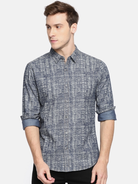 

SPYKAR Men Blue Printed Casual Shirt