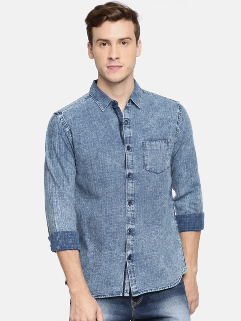 

SPYKAR Men Blue Checked Casual Shirt