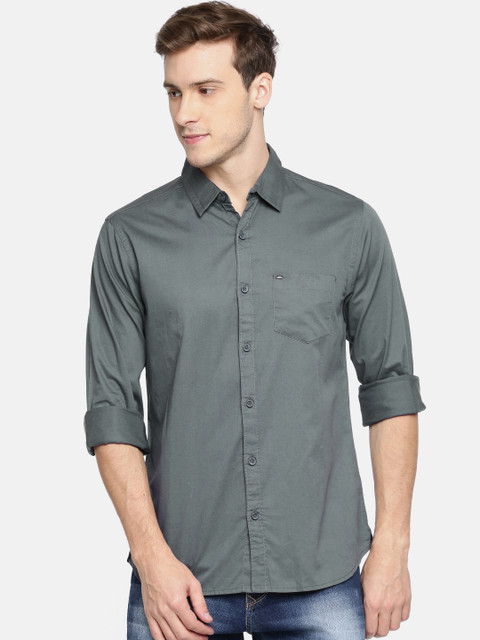 

SPYKAR Men Grey Regular Fit Solid Casual Shirt