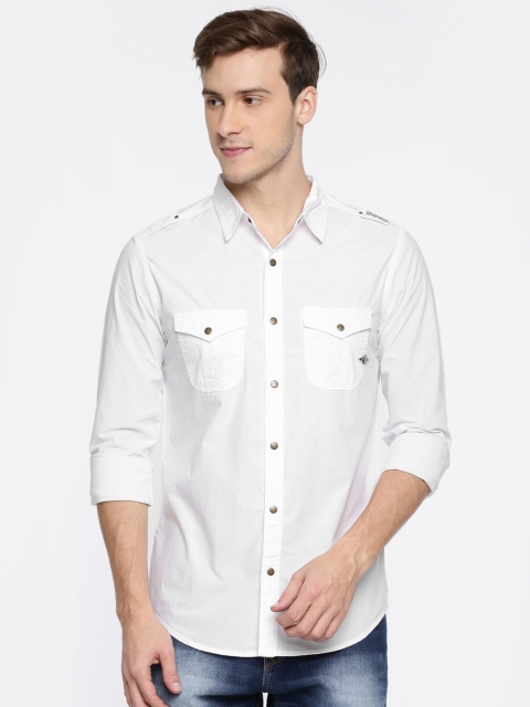 

SPYKAR Men White Solid Casual Shirt