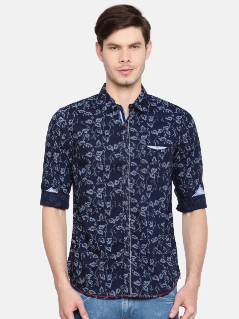

SPYKAR Men Navy Blue Regular Fit Printed Casual Shirt