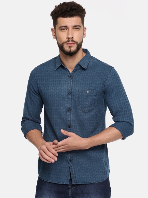 

SPYKAR Men Blue Regular Fit Solid Casual Shirt