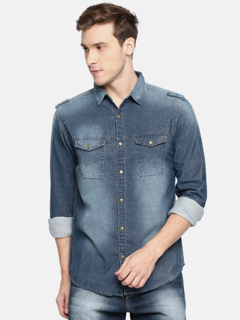 

SPYKAR Men Blue Regular Fit Solid Casual Shirt