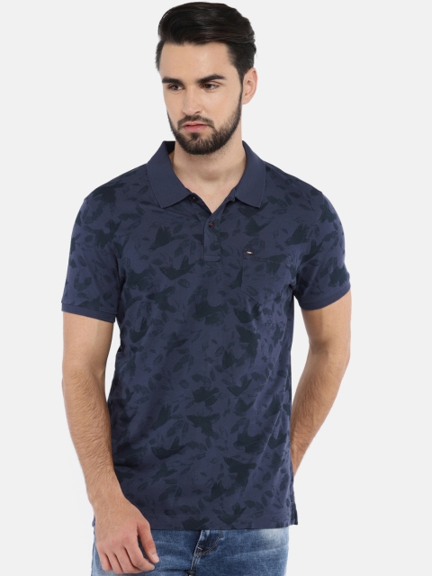 

SPYKAR Men Blue Printed Polo Collar T-shirt