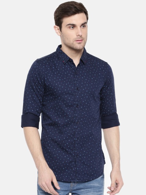 

SPYKAR Men Navy Blue Regular Fit Printed Casual Shirt