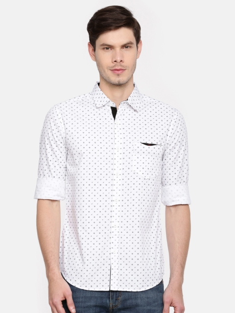 

SPYKAR Men White Regular Fit Printed Casual Shirt