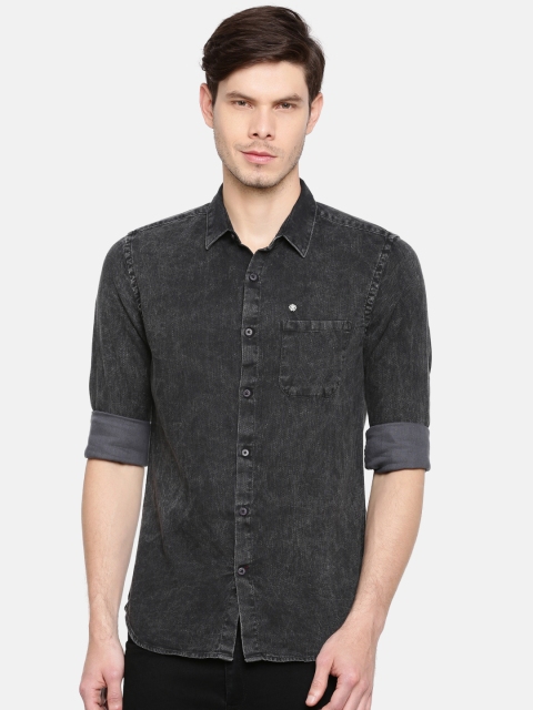 

SPYKAR Men Charcoal Grey Regular Fit Solid Casual Shirt