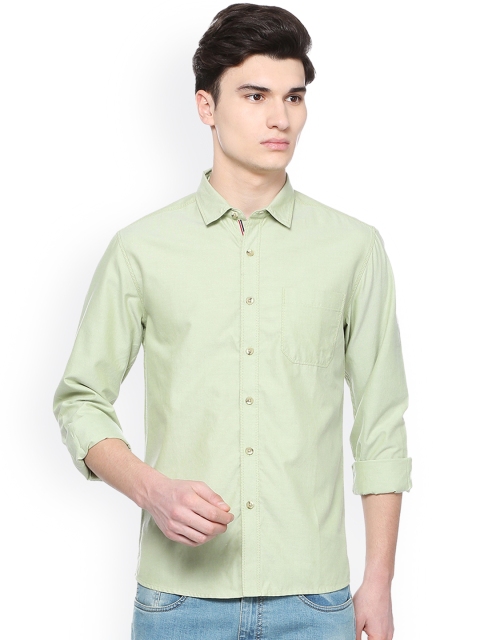 

People Men Green Regular Fit Solid Casual Shirt