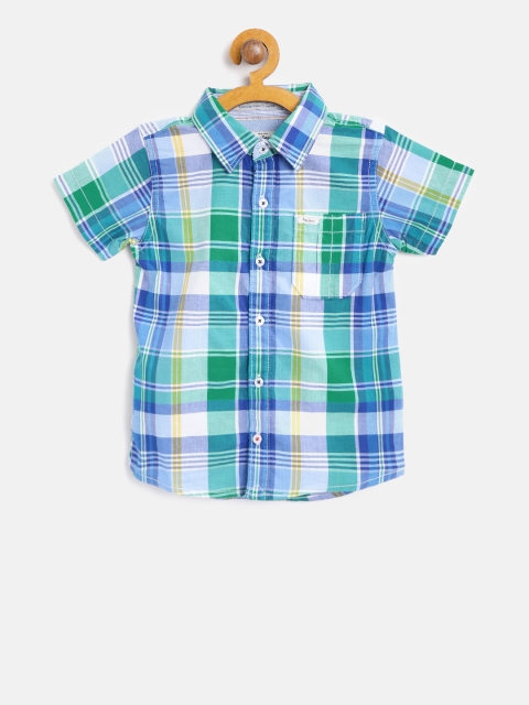

Pepe Jeans Boys Green & Blue Regular Fit Checked Casual Shirt