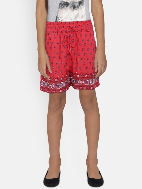 

Pepe Jeans Girls Red Printed Regular Shorts