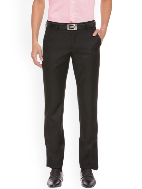 

Van Heusen Men Black Slim Fit Solid Formal Trousers