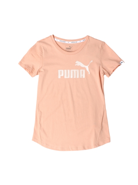 

Puma Girls Peach-Coloured Printed Top