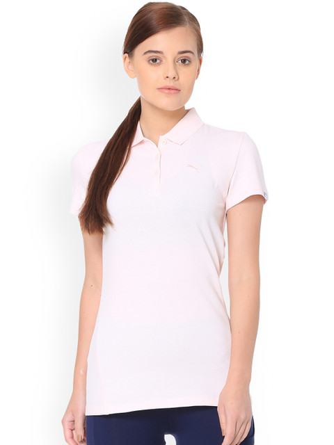 

Puma Women Pink Solid Polo Collar T-shirt