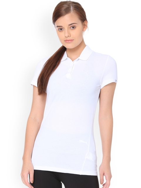 

Puma Women White Solid Polo Collar T-shirt