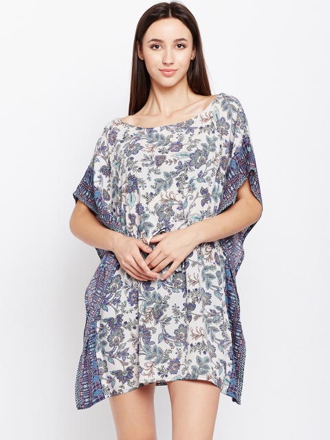 

Oxolloxo Off-White & Blue Printed Cover-Up Dress S18388WBW001