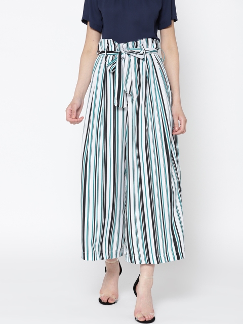 

Sera Women Off-White & Black Striped Wide Leg Palazzos