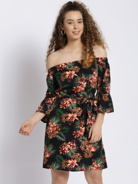 

Sera Women Black Printed A-Line Dress