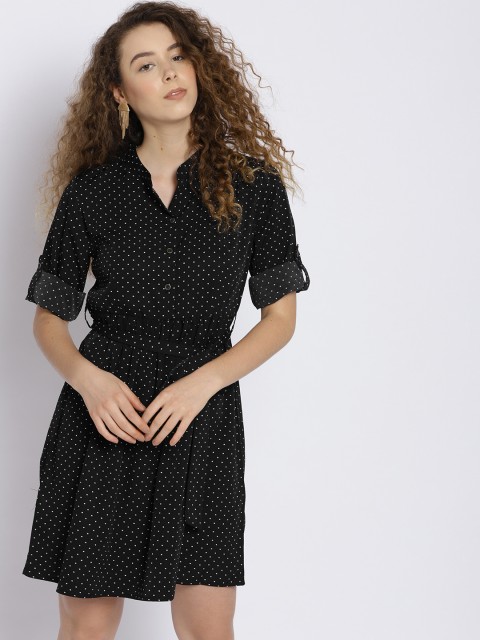 

Sera Women Black Printed Fit & Flare Dress