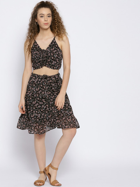 

Sera Women Black & Mauve Printed Two-Piece Dress