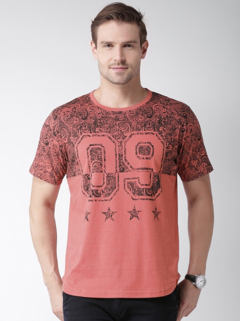 

Garcon Men Red Printed Round Neck T-shirt