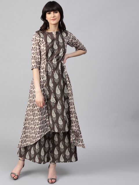 

GERUA Women Brown & Beige Printed Kurta with Palazzos