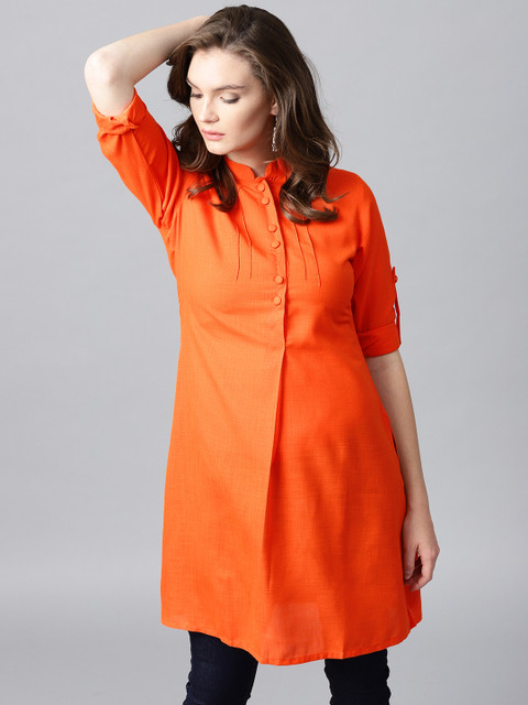

GERUA Women Orange Solid A-Line Kurta