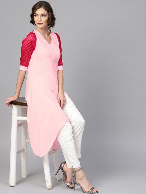 

GERUA Women Pink Solid A-Line Kurta