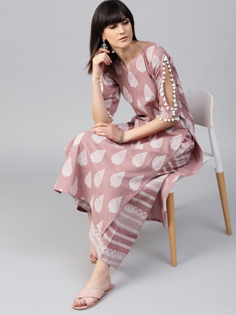 

GERUA Women Dusty Pink Printed Kurta with Palazzos