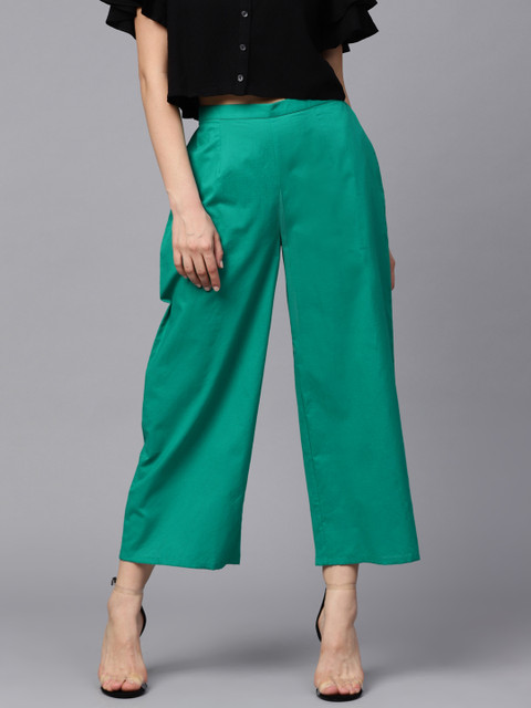 

GERUA Women Green Solid Straight Palazzos
