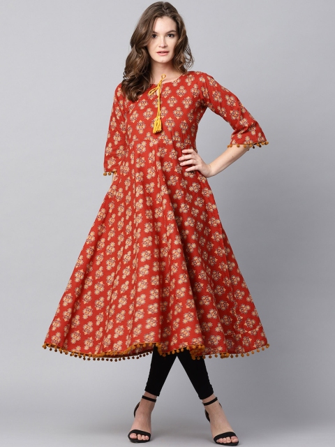 

GERUA Women Rust Red Printed Anarkali Kurta