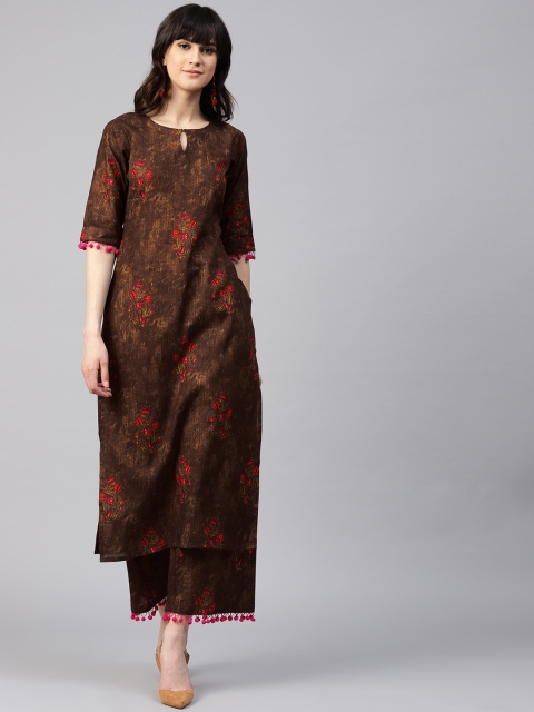 

GERUA Women Brown Printed Kurta with Palazzos