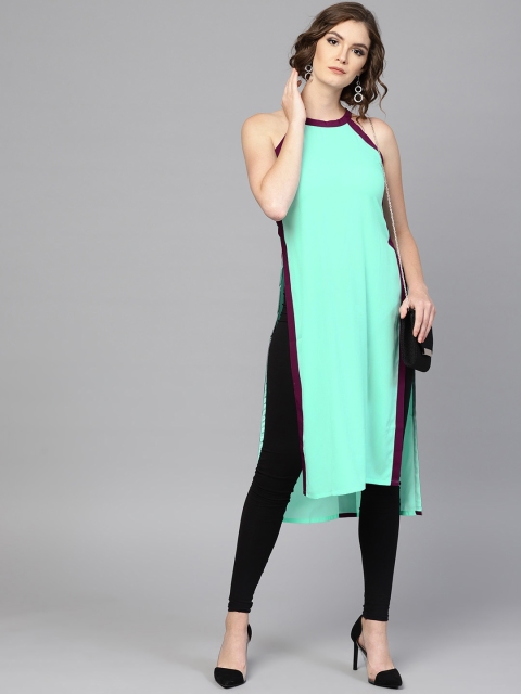 

GERUA Women Blue Solid Straight Kurta