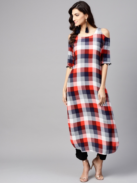 

GERUA Women Grey & Black Checked Kurta with Palazzos