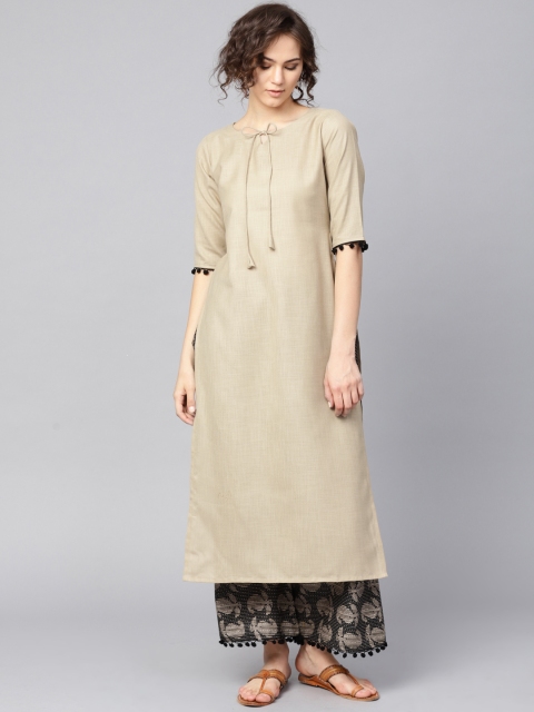 

GERUA Women Beige & Black Solid Kurta with Palazzos