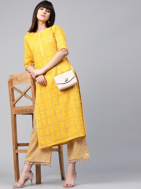 

GERUA Women Yellow & Beige Printed Kurta with Palazzos