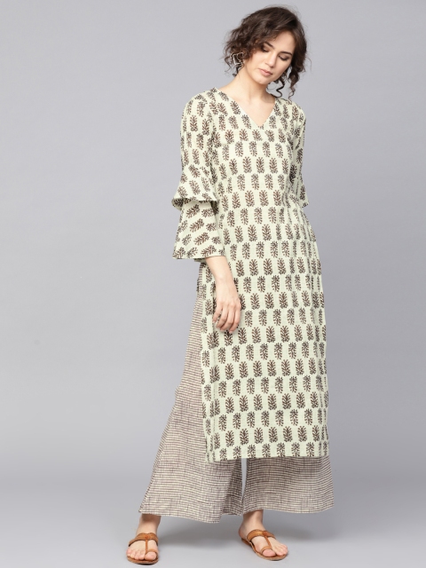

GERUA Women Beige Printed Kurta with Palazzos