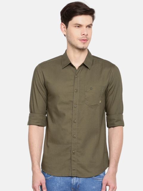 

SPYKAR Men Olive Green Regular Fit Solid Casual Shirt