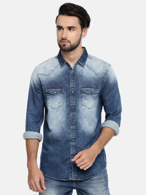 

SPYKAR Men Blue Regular Fit Faded Denim Casual Shirt
