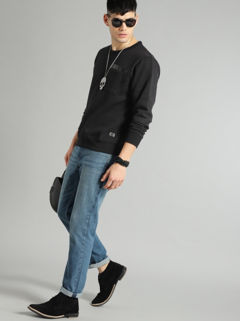 

Roadster Men Black Solid Sweatshirt
