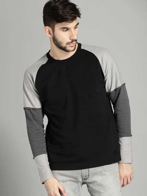 

Roadster Men Black Colourblocked Sweatshirt