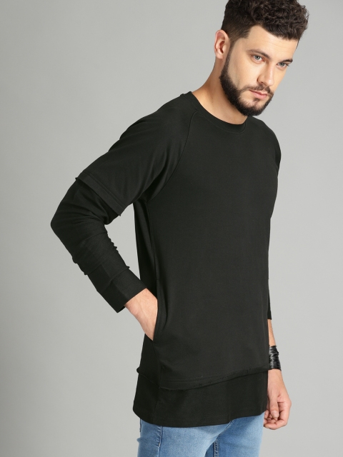 

Roadster Men Black Solid Sweatshirt