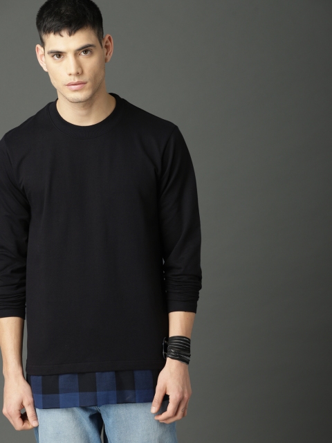 

Roadster Men Black Solid Sweatshirt