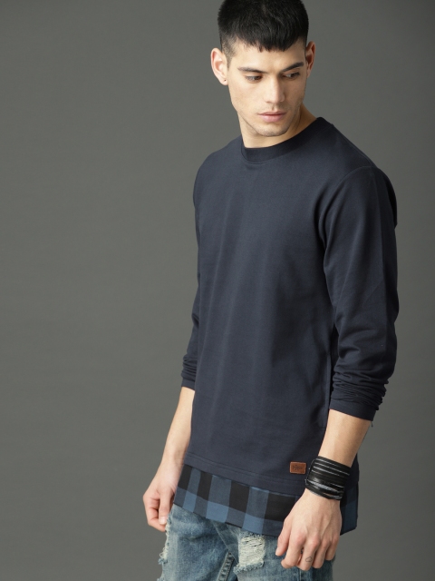 

Roadster Men Navy Blue Solid Sweatshirt